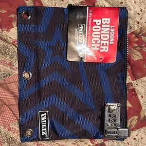 Vaultz Blue and Black Locking Binder Pouch